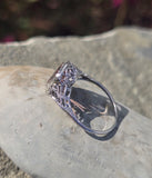 14k white gold c.1920's pink tourmaline filigree ring