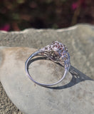 14k white gold c.1920's pink tourmaline filigree ring