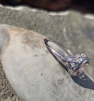 14k white gold c.1920's pink tourmaline filigree ring