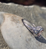 14k white gold c.1920's pink tourmaline filigree ring