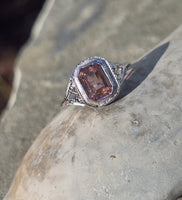 14k white gold c.1920's pink tourmaline filigree ring