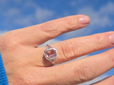 14k white gold c.1920's pink tourmaline filigree ring