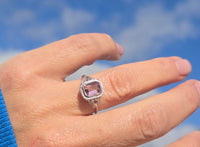 14k white gold c.1920's pink tourmaline filigree ring