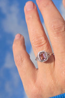 14k white gold c.1920's pink tourmaline filigree ring