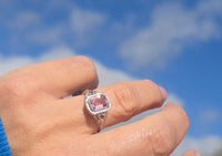 14k white gold c.1920's pink tourmaline filigree ring