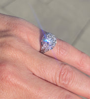 platinum Art Deco c.1920's European cut diamond and emerald estate vintage antique ring