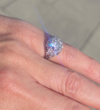 platinum Art Deco c.1920's European cut diamond and emerald estate vintage antique ring