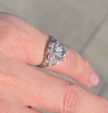 platinum Art Deco c.1920's European cut diamond and emerald estate vintage antique ring