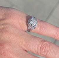 platinum Art Deco c.1920's European cut diamond and emerald estate vintage antique ring