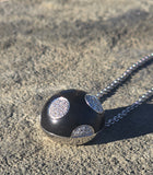 18k white gold Bulgari Enigma diamond and black jet pendant necklace