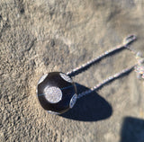 18k white gold Bulgari Enigma diamond and black jet pendant necklace