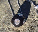 18k white gold Bulgari Enigma diamond and black jet pendant necklace