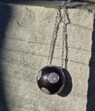 18k white gold Bulgari Enigma diamond and black jet pendant necklace