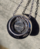 18k white gold Bulgari Enigma diamond and black jet pendant necklace