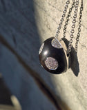 18k white gold Bulgari Enigma diamond and black jet pendant necklace