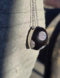 18k white gold Bulgari Enigma diamond and black jet pendant necklace