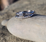 14k white gold diamond vintage estate bridal set