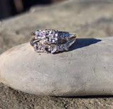 14k gold two-tone vintage diamond bridal set - heart & bells