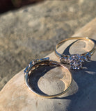 14k gold two-tone vintage diamond bridal set - heart & bells