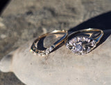 14k gold two tone  Art Deco vintage diamond bridal set - apx .34ct tw HOLD