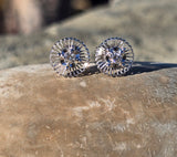 14k white gold diamond filigree estate studs - apx .16c tw