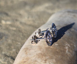 14k white gold diamond filigree estate studs - apx .16c tw