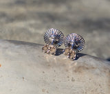 14k white gold diamond filigree estate studs - apx .16c tw
