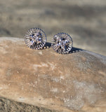 14k white gold diamond filigree estate studs - apx .16c tw