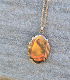 10k yellow gold Art Deco estate locket pendant necklace - heart motif