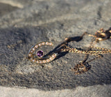 10k gold Victorian amethyst and pearl wishbone necklace pendant lavaliere