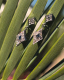 platinum and 14k white gold Art Deco diamond and sapphire earrings