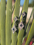 platinum and 14k white gold Art Deco diamond and sapphire earrings