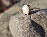 14k gold opal solitaire estate ring