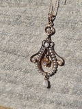 10k gold old mine cut diamond and pearl antique necklace pendant lavaliere