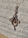 10k gold old mine cut diamond and pearl antique necklace pendant lavaliere