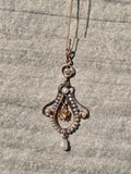 10k gold old mine cut diamond and pearl antique necklace pendant lavaliere