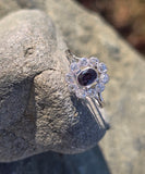 platinum natural color changing alexandrite and mine cut diamond Edwardian ring HOLD
