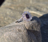 platinum natural color changing alexandrite and mine cut diamond Edwardian ring HOLD