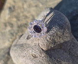 platinum natural color changing alexandrite and mine cut diamond Edwardian ring HOLD