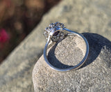 platinum natural color changing alexandrite and mine cut diamond Edwardian ring HOLD