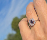 platinum natural color changing alexandrite and mine cut diamond Edwardian ring HOLD