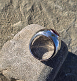 Platinum rhodolite garnet estate gypsy set ring - 13.4 grams