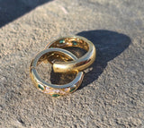 18ct gold emerald and diamond estate hoop earrings