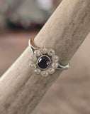 platinum natural color changing alexandrite and mine cut diamond Edwardian ring HOLD