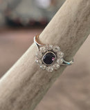 platinum natural color changing alexandrite and mine cut diamond Edwardian ring HOLD