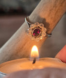 platinum natural color changing alexandrite and mine cut diamond Edwardian ring HOLD