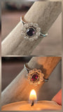 platinum natural color changing alexandrite and mine cut diamond Edwardian ring HOLD