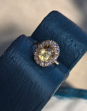 18ct gold Edwardian citrine and diamond halo antique ring