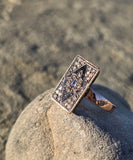 14ct gold + silver top Victorian rose cut diamond, enamel & blue sapphire antique ring HOLD