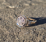 14k gold two-tone old mine cut diamond antique cluster ring